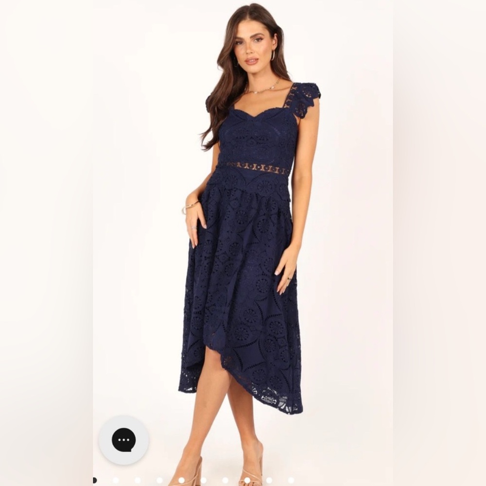 Petal & Pup 2 Piece Navy Lace Top & Midi Skirt Set